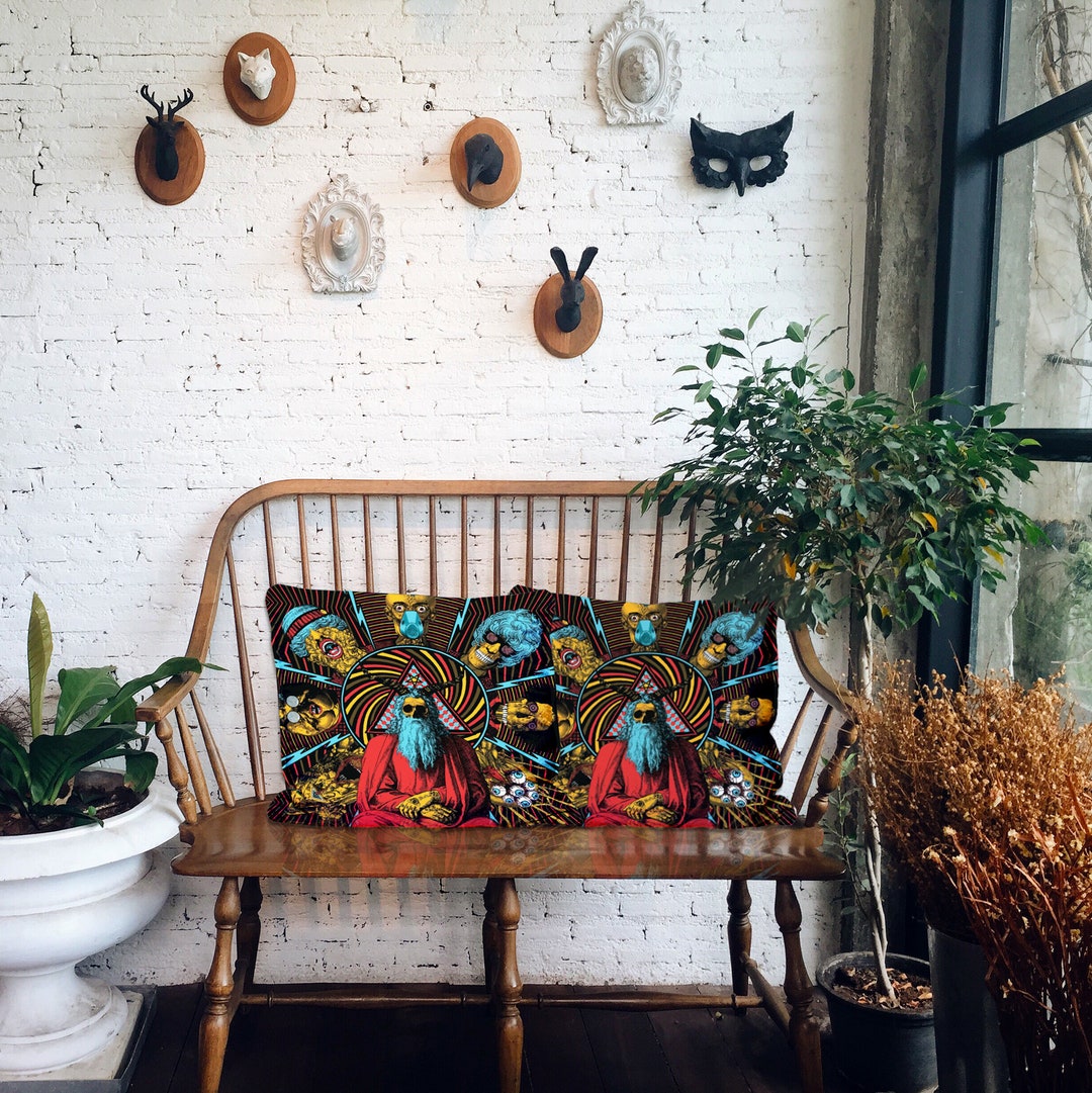 Set of 2 Funny Pillow Covers 18 X 18 Psychedelic Pillow Etsy