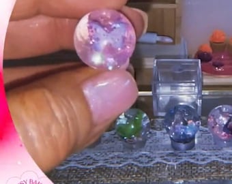 Miniature Mermaid and florals Snow Globe: Handmade Bling Art Collectible