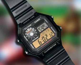 Custom Casio AE1200 "Mario Kart Double Dash" Inspired Mod – | GameCube Disc Watch | Blue Shell Gift | Retro Racing Gift | Nintendo Inspired