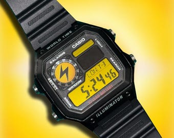 Custom Casio AE1200 "Lightning Energy" Inspired Mod – | Electric Type Watch | TCG Collector Gift | Card Game Fan Gift | Base Set Era