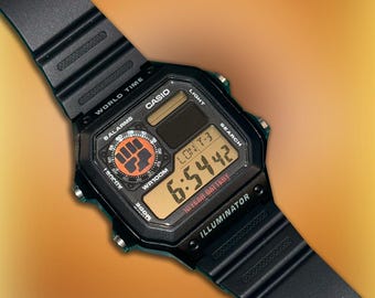 Custom Casio AE1200 "Fighting Energy" Inspired Mod – | Fighting Type Watch | TCG Collector Gift | Brown Card Fan Gift | Base Set Era