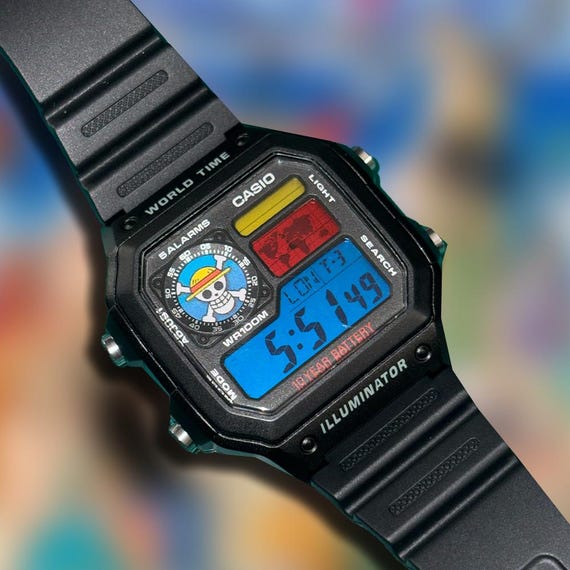 Custom Casio AE1200 "One Piece" Inspired Mod – | Straw Hat Watch | Luffy Fan Gift | Anime Collector Gift | Gear 5 Pirate Gift