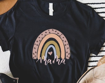 Women’s Graphic Tees | Mama Shirt | Rainbow Shirt | Motherhood shirt | mom Shirt | Mama rainbow tee | Boho Tshirt