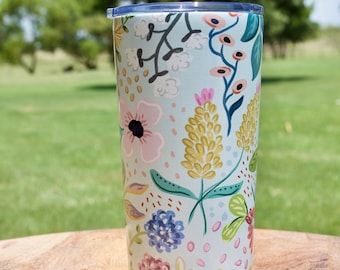 Floral Stainless Tumblers and water glasses 20oz, unique  tumblers
