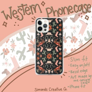 Western Folk Art inspirierte iPhone Case, Cowgirl Handyhülle, Western Style Handyhülle