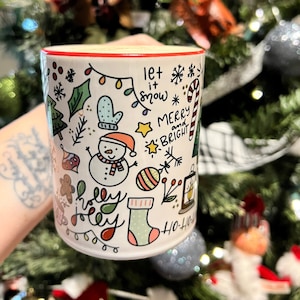 Christmas mug, doodled Christmas mug, Christmas gifts, Christmas movie mug, Holiday mug, Christmas lover mug, Winter mug, hot cocoa mug