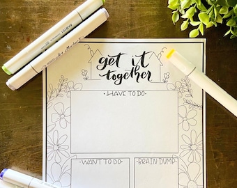 To Do List Pages// To do List Printable// Coloring Page For Adults// Organization Printable// Floral To Do
