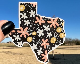 Texas sticker, floral texas sticker, Texas flower sticker, Texas water bottle sticker