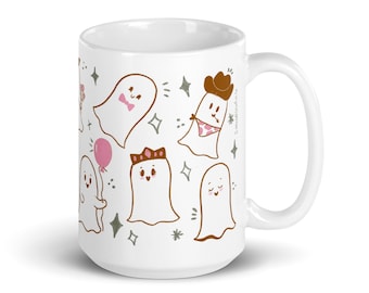 Caneca fantasma, caneca de outono, decoração fofa de caneca fantasma, caneca de café fantasma de Halloween
