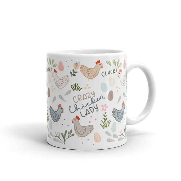 Crazy chicken lady mug, chicken coffee mug, mini farm, chicken lovers, chicken lover, gift for her, funny chicken cup, Hen mug