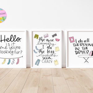 Laundry Room Prints, fun laundry room sign, Laundry Room Signs, Printable wall art, set of 3 signs, laundry room decor, digital download