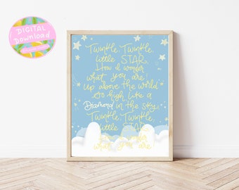 Twinkle Twinkle Little Star Nursery decor, Kids room prints, wall art Digital Download