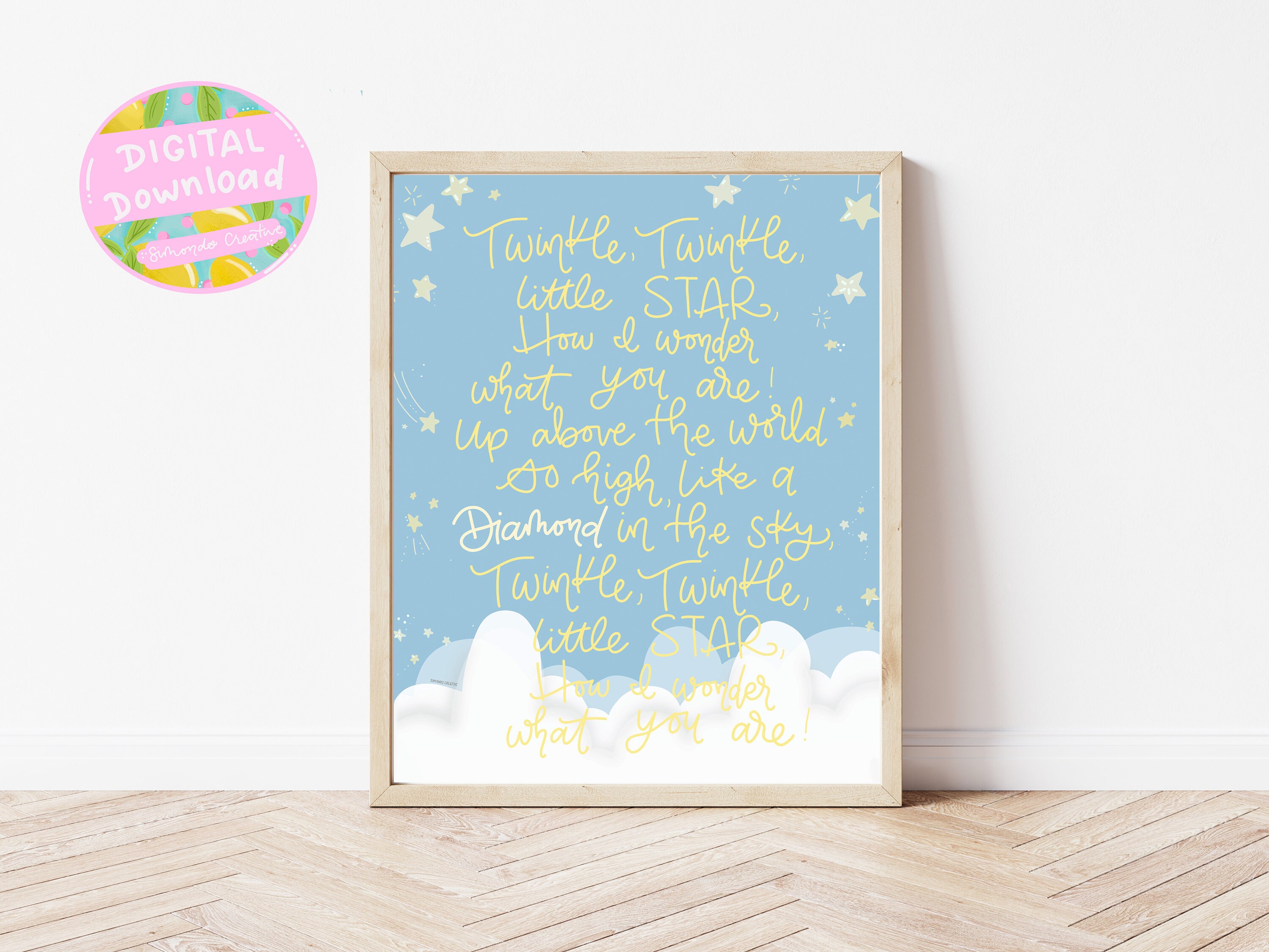 Twinkle Twinkle Little Star Nursery decor, Kids room prints, wall art Digital Download