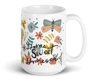 Homeschool mug, homeschool sweet homeschool, home education, homeschool gift , folk art mug