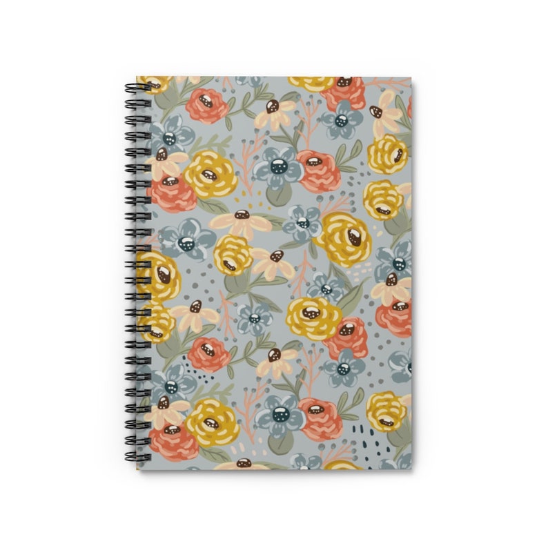 Floral Spiral Notebook Lined paper, flower notebook, cute journals, quiet time journals image 1