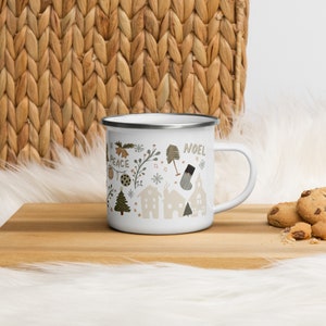 Neutral Christmas mug, camping Christmas mug