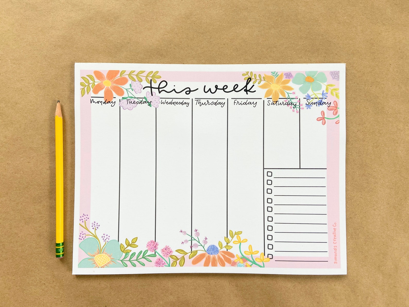 Weekly Planner Tear off Pad Undated Sheets Desk Notepad Etsy