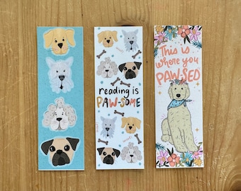 Dog Bookmarks, valentines card printable, bookmarks for kids, printable bookmarks, dog lover prints