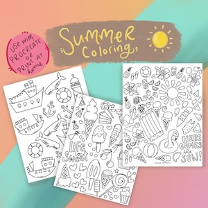 Summer Coloring sheets, digital coloring, print at home color pages, Printable kid Coloring Pages, coloring book pages