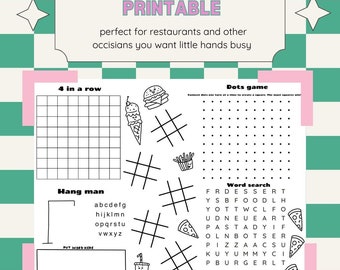 Activity Sheet for kids, restaurant place mat, simple restaurant activity printable