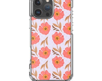 Floral MagSafe® clear case for iPhone®, flower MagSafe phone case, pink flower phonecase, cute phonecase