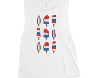 Fourth of Jully Shirt für Frauen, Fourth of Jully T-Shirts, rot, weiß und blau Shirts, Ladies 'Muscle Tank