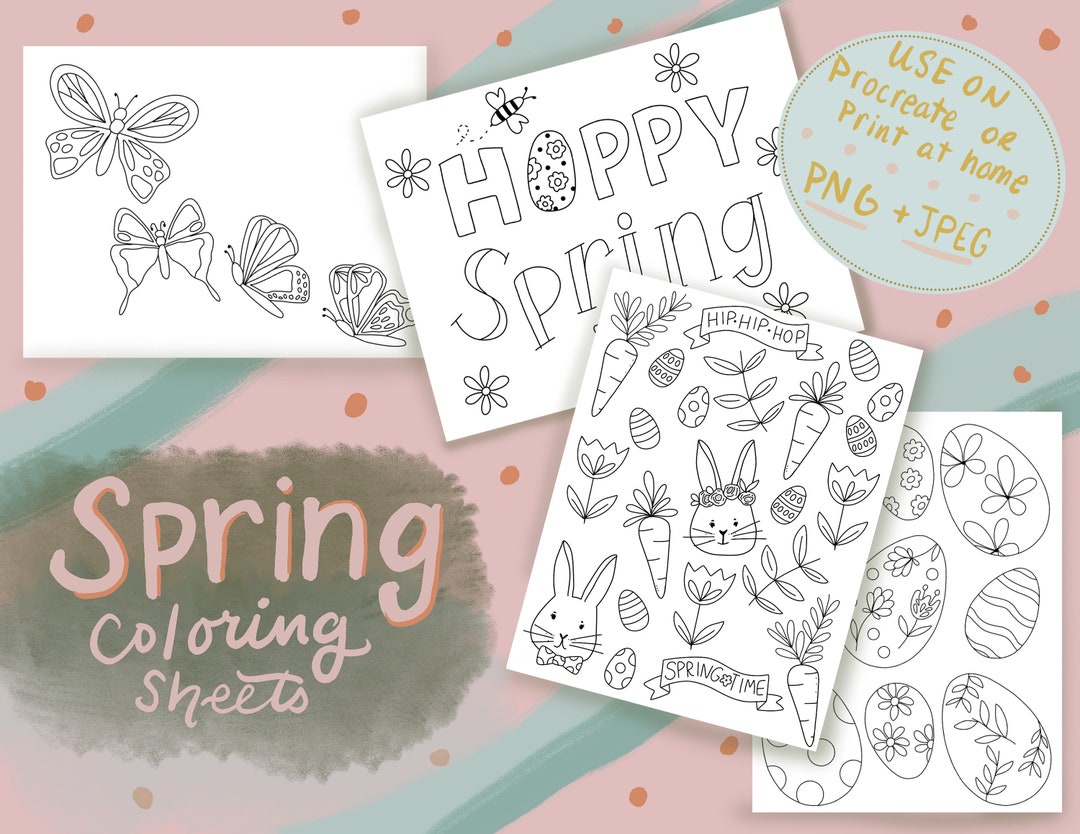 Spring Coloring Sheets, Spring Coloring, Coloring Sheets for Kids, - Etsy