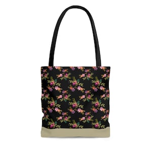 Floral tote bag, reusable bags, library bag, grocery bag, gifts for her, tote bags for women
