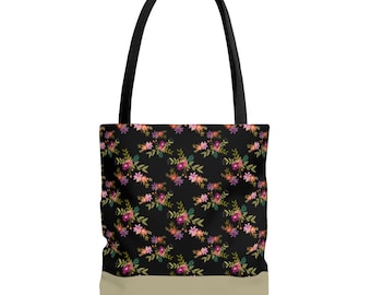 Floral tote bag, reusable bags, library bag, grocery bag, gifts for her, tote bags for women