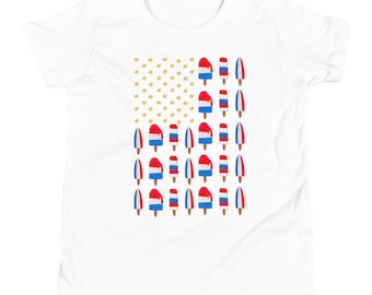 Popsicle shirt, Kids Fourth of July shirt, Youth Short Sleeve T-Shirt, kids flag shirt