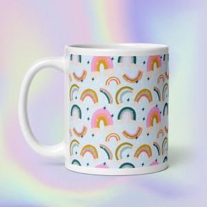 Rainbow mug, rainbow coffee mug, happy rainbow mug