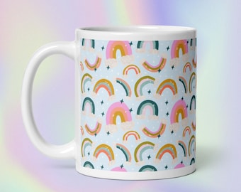 Taza de arcoíris, taza de café arcoíris, taza arcoíris feliz