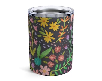 Floral Tumbler 10oz, lowball tumbler, floral cup, cute flower cup