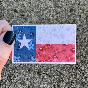 Texas Flag sticker, Texas floral flag sticker, Texas pride sticker, cute Texas sticker, Texas sticker for car