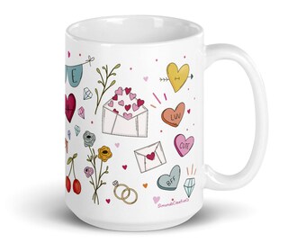 Tazza di San Valentino, regali per San Valentino, tazza d'amore, cuore di conversazione