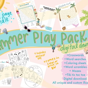 Summer kids activities, word search, prints, Coloring pages, digital coloring, printable activity sheets, indoor summer activities
