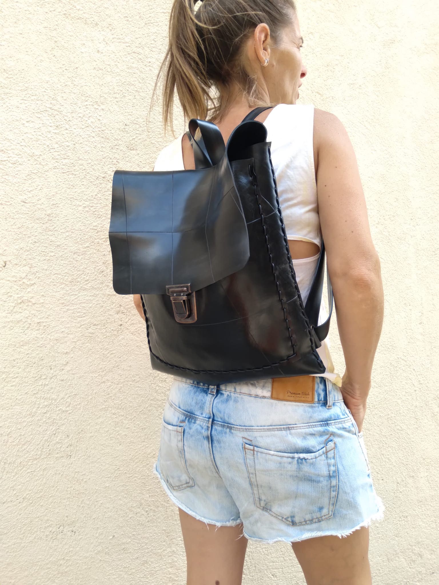 Weekender Tote With Shoes Compartment, Recycled Tire Tube Bag