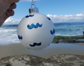 Ocean Ornament Hand Painted Ocean Ornaments Wave Ornament Beach Ornament Boho Decor | One of a Kind Gift for the Holidays | "Little Waves"