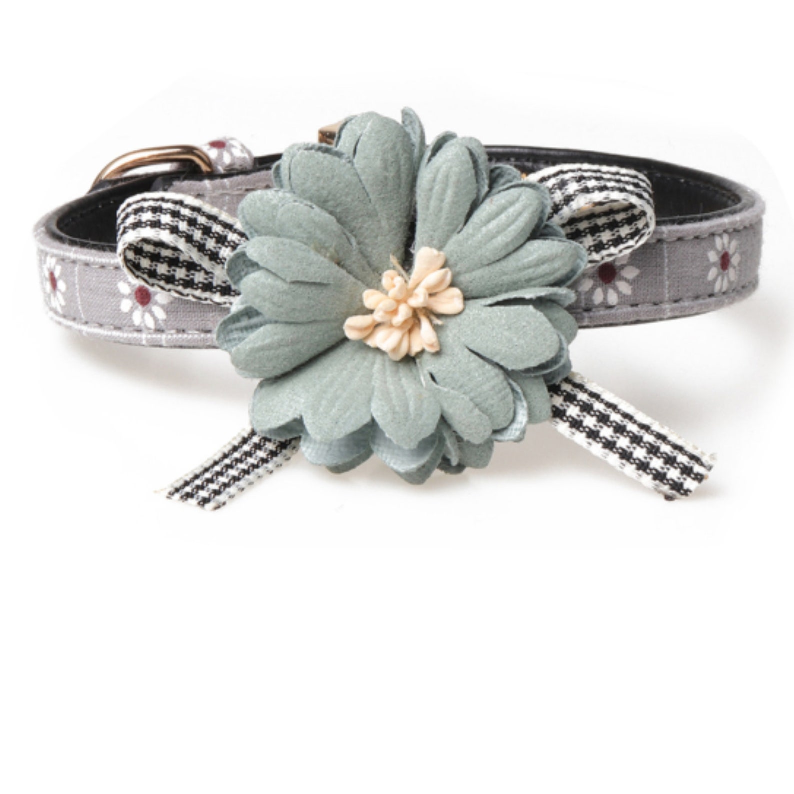 Beautiful & Adjustable Daisy Flower Print Leather Dog Collar Etsy