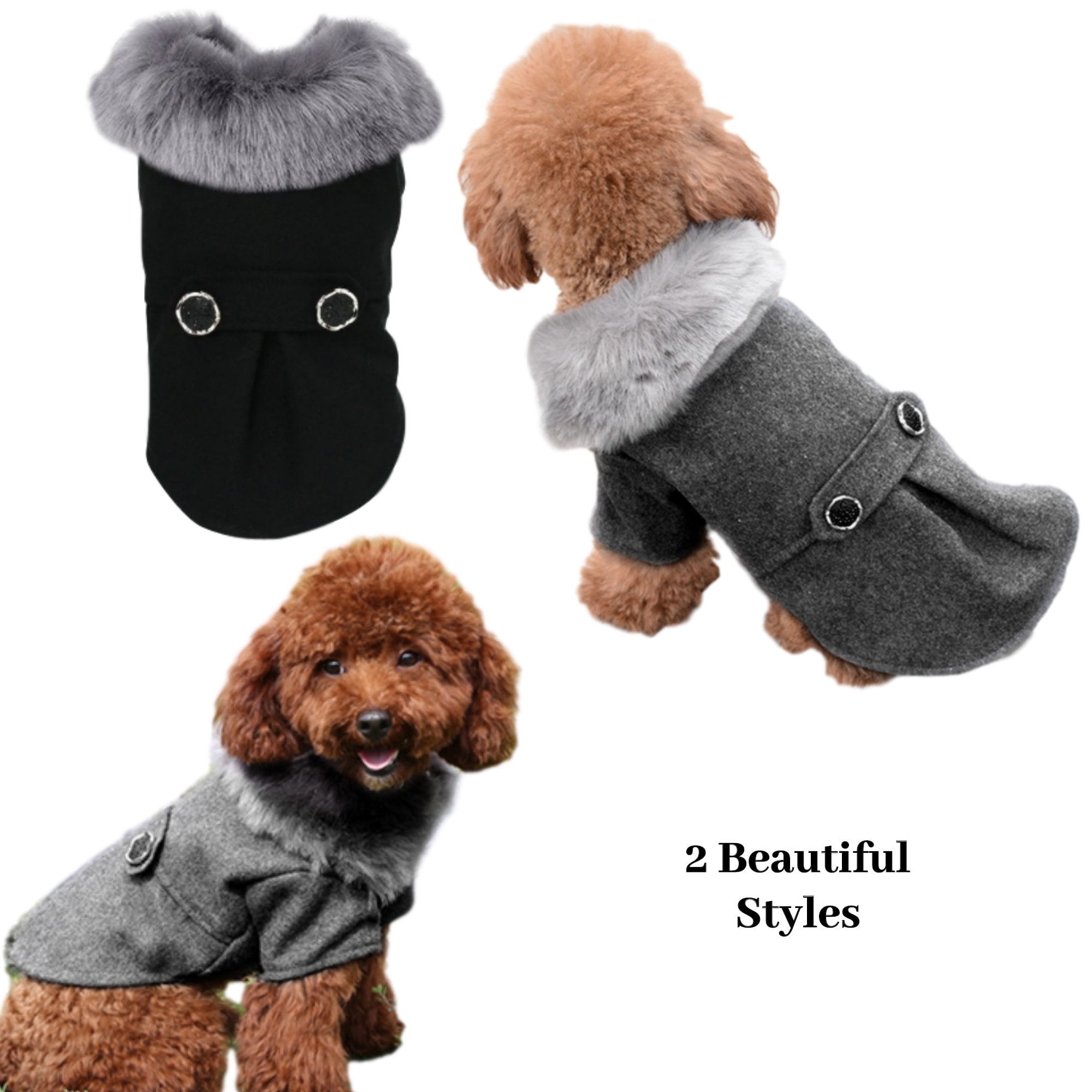 Wool Fur Hooded Dog Winter Coat Etsy