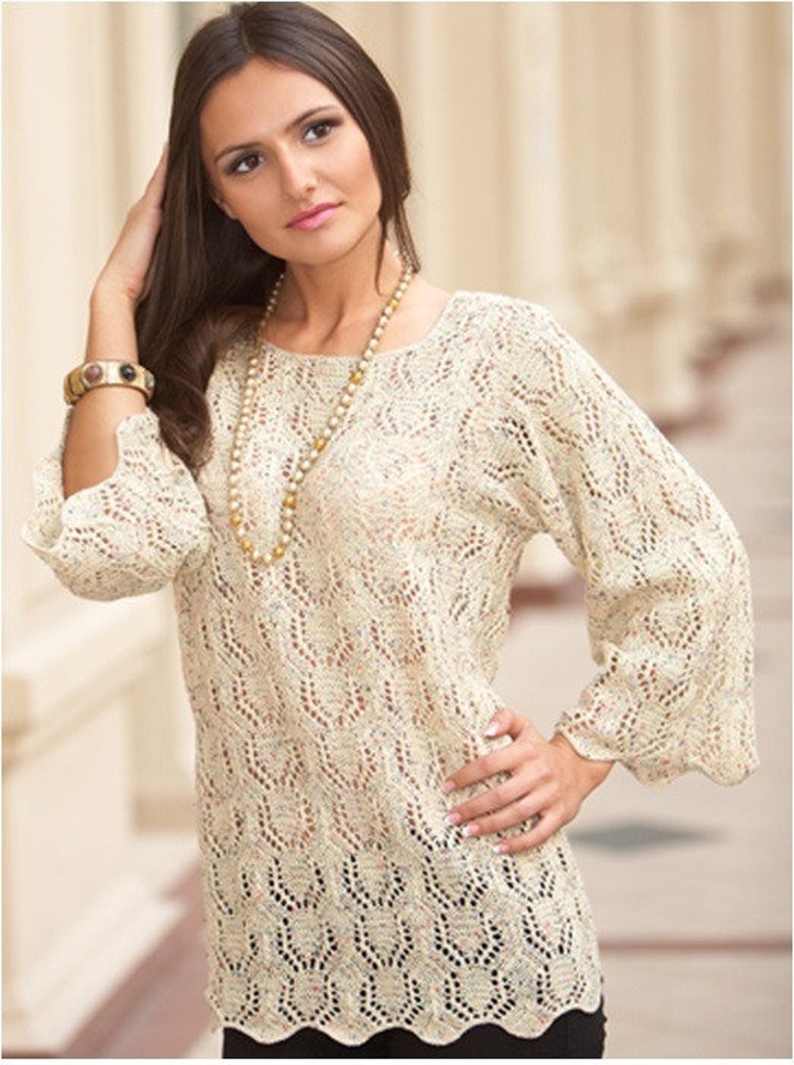 Women's knitted blouse with long sleeves Knitting elegant Etsy