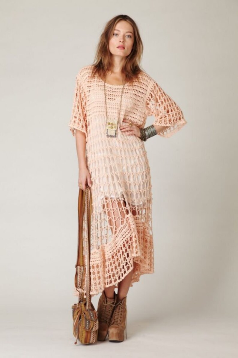 Crochet long dress Elegant dress Handmade dress Knit dress Party dress Bohemian style Beach party