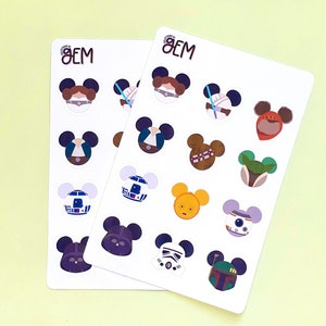 Star Wars Mickey Mouse Head Sticker Sheet/ disneyland disney world sticker laptop bujo bullet journal planner decal water bottle phone case