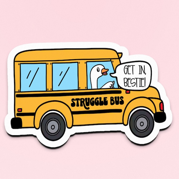 Struggle Bus Waterproof Sticker | funny stickers, anxiety retro therapy, mental health decal, trendy sticker, sarcastic water bottle laptop