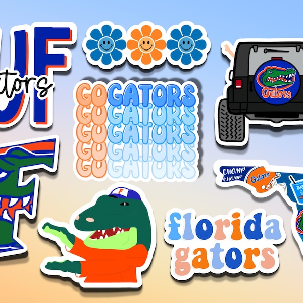 University of Florida Stickers/ UF florida gators vinyl decal college gator nation tailgate game day gift waterproof laptop tumbler phone