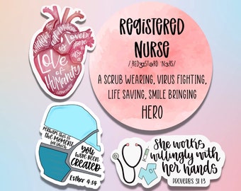 Registered Nurse Stickers/ RN nurse nursing medical healthcare sticker pack vinyl decal gift laptop waterproof water bottle planner journal