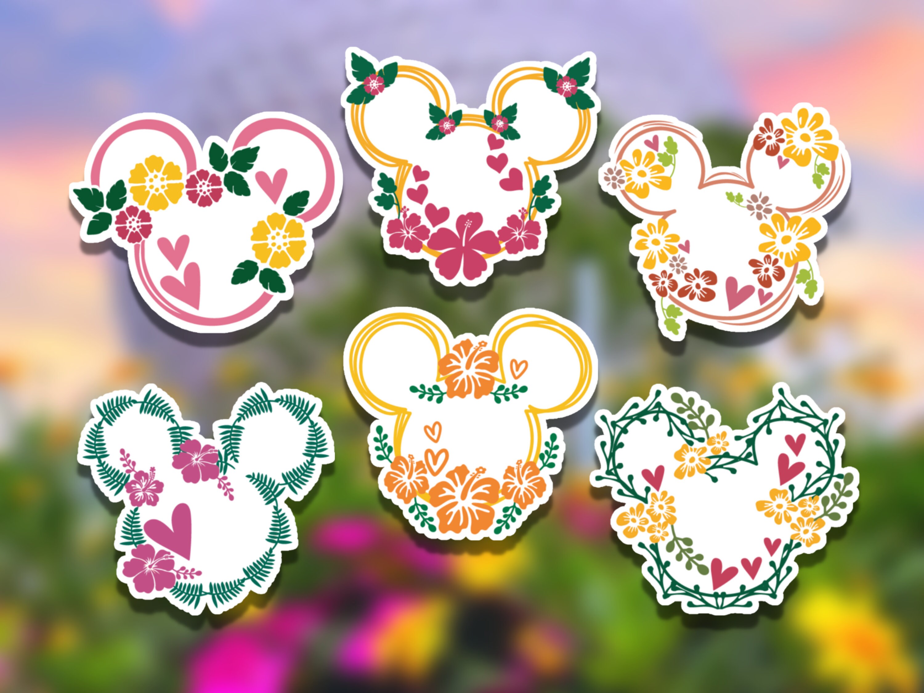 4 Hidden Mickey Flower Pins-Bouquet Pins-Disney themed
