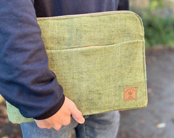 Himalayan Handmade Hemp Laptop Sleeve Case Cover Bag in 14", Eco-Friendly Boho Style