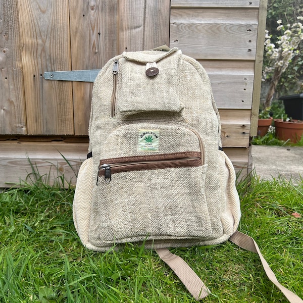 Himalayan Hemp Hiking styled backpack travel laptop bag hippie school handmade boho eco-friendly