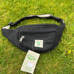 Hippie Styled Bum Bag with Adjustable Belt Strap, 3 Pockets, Vegan friendly made with Hemp fibres